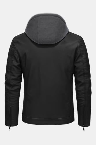 Image of Blaq Ash Men Faux Leather Jacket Removable Hood