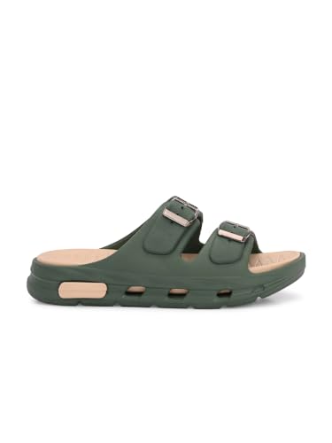 Image of SLIPOVER Men EVA Double Strap Sandals | Adjustable Buckle Comfort Slides | Lightweight Anti-Slip Ventilated Casual Sandals for Everyday Indoor Outdoor Wear