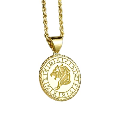 Colgar de plata de ley 925 Leo con baño de oro y cadena de 45 cm de alta joyería