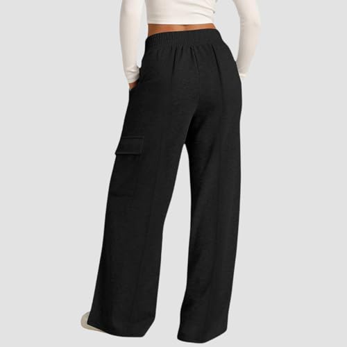 Oversized Cargo Sweatpants for Women Baggy Wide Leg Sweatpants Casual Drawstring High Waisted Straight Leg Trousers3