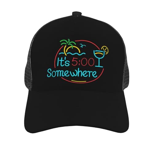 It's 5 O'Clock Somewhere Mesh Baseball Cap - Classic Adjustable Peaked Cap, Trucker Hat for Men and Women2