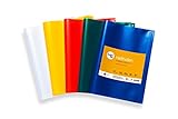 COLOR – 25 forros para cuadernos de colores en 5 colores diferentes ( 5 x blancos, amarillos, rojos, verdes, azules), motivos y escritura bien reconocibles gracias a la lámina de plástico