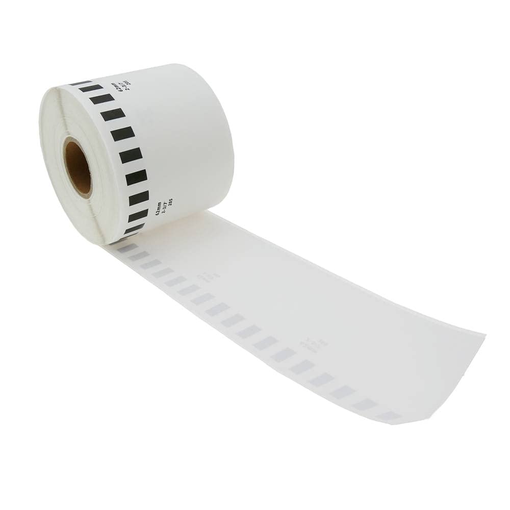 Genuine Compatible for Brother DK-22205 Continuous Paper Label Roll Black on White, 62mm Wide 30.48m Long Without Plastic Stand/Spool (Pack of 10 Rolls)