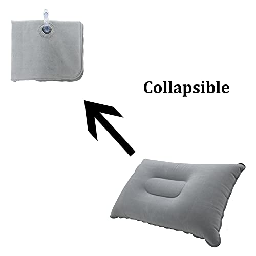 Peixiong 3 Pcs Grey Ultralight Inflatable Pillow Small Squared Flocked Fabric Air Pillow for Hiking,Camping,Traveling,Napping,Desk Rest,Neck &Lumbar Support - Image 4