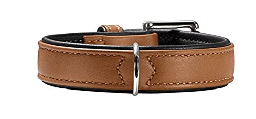 Hunter 42785 Halsband für Hunde Canadian Elk 45 nickel_Elchleder cognac/Elchleder schwarz, 33-39 cm