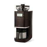 シロカ コーン式 全自動 コーヒーメーカー カフェばこPRO [ステンレスサーバー/豆・粉対応/豆・水計量不要/ミル機能/挽き目無段階調節可能/最大4杯/タイマー予約機能/マグカップ直接抽出/デカフェコース搭載] SC-C271 ダークブラウン
