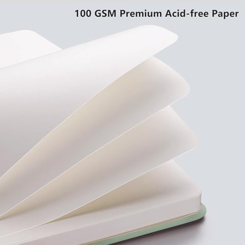 Image of RETTACY Blank Journal Notebook, 192 Pages, A5 Medium Size (5.7'' x 8.3'') | Leather Hardcover, 100 GSM Thick Paper, for Sketching, Drawing, Painting (Sage Green)