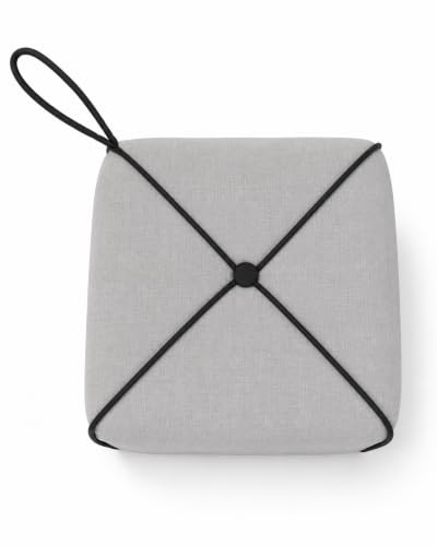 Image of CASASTYLE Signature Velure Suri Accent Pouf | Boston Fabric | 40D High-Density Foam | (Light Grey) | Footrest, Vanity Ottoman & Accent Seat for Home, Office & Hotel