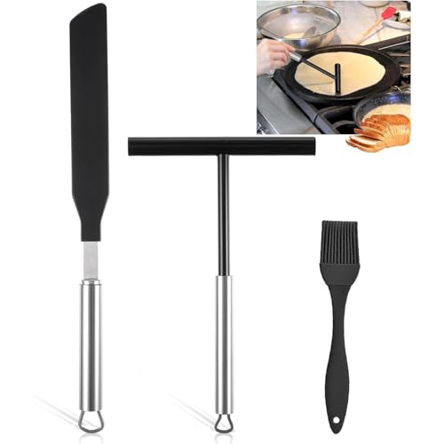 Juego de accesorios para hacer crepes, distribuidor de masa de acero inoxidable y espátula de silicona, herramientas de cocina para hornear