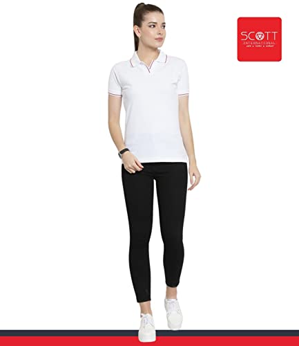 Image of Scott International Women's Regular Fit 100% Pure Organic Cotton Polo T-Shirt | Womens Polo Collar Neck T-Shirt | Cotton Plain Polo Neck Half Sleeve T-Shirt | Tshirts for Women
