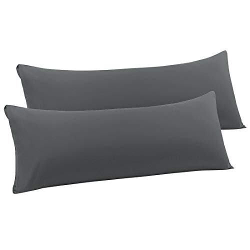 PiccoCasa 2pcs Taie de Traversin Housse de Traversin Taie d'oreiller Fermeture Envelopp en Microfibre Souple Gris 51cmx140cm