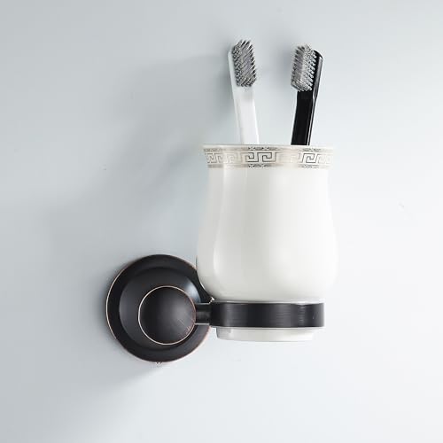Image of Black Bathroom Toothbrush Holder Wall Mounted Bathroom Hardware Accessories,Oil Rubble Bronze