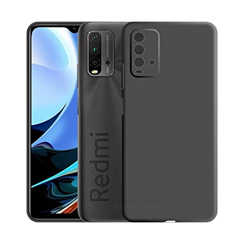 Image of Case Creation Liquid TPU Silicone Cover for Redmi 9 Power Soft Case,Anti-Dirty Slim Case Frosted Matte Cute Candy TPU Raised Bezel (Splash of Color) Back Case Cover for Xiaomi Redmi 9 Power -Black