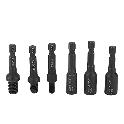 6PCS Air Screwdriver Socket 1/4 Inch Shank Double Ended Screw Nut Adapter Chrome Molybdenum Steel Woodworking Tool Furniture Installation Hand Tool