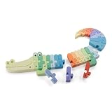New Classic Toys Alfabet puzzle krokodyl edukacyjne drewniane zabawki dla 3-letniego chłopca i dziewczynki małe dzieci uczą się alfabetu