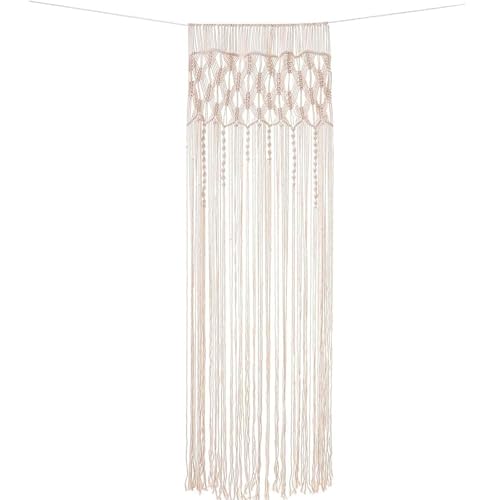 GIONAR Cortina de macramé para colgar en la pared, tapiz de tejido bohemio, separador de ambientes, macramé, cortina de puerta bohemia, decoración de pared (74 x 203 cm)
