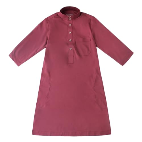 BILIKEYU Boys Girls Muslim Clothes Long Sleeve Turtleneck Buttons Down Maxi Robes with Pockets for Kids 3 to 142