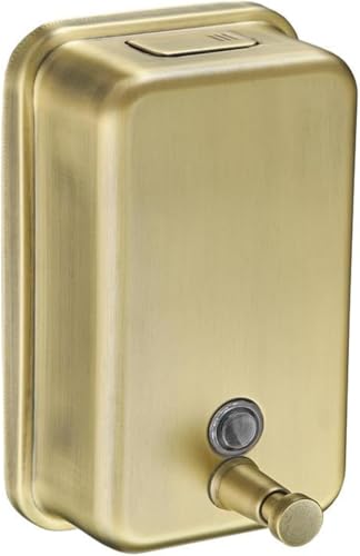 Dispensador de jabón de Acero Inoxidable 304 con Acabado Dorado Cepillado, Montaje en Pared, Bomba hidráulica de 1000 ml para jabón líquido, loción, jabón de Manos y desinfectante.
