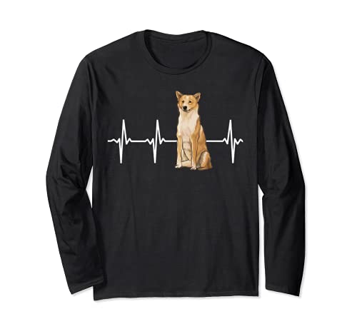 Canaan Dog Heartbeat Dog Lover Long Sleeve T-Shirt, Black