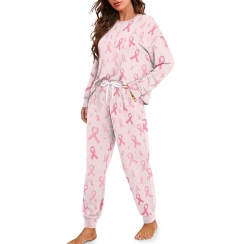 Image of Womens Pajama Sets 2 Piece Pjs Lounge Sets Long Sleeve Sleepwear Crew Neck Pullover Top with Long Pants