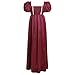 Vibsion Regency Dresses for Women Puff Sleeve Empire Waist Victorian Dress Luxurious Rhinestone Satin Party Gown S
