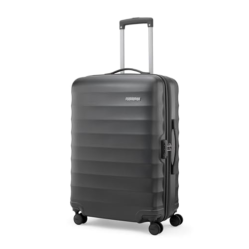 Image of American Tourister Barcelona | Check-in Trolley Bag (69 cm) | 360 8 Wheel Travel Luggage | Hard Case Polycarbonate Suitcase | Mounted Combination Lock | Gun Metal