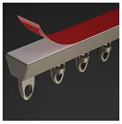 Générique Système de Rails à Rideaux Auto-adhésifs sans perçage - Rails Droits fixés au Plafond pour Un Glissement Fluide et Silencieux dans Les dressings, Les douches et Les Bureaux (Marron, 1 m/3,3