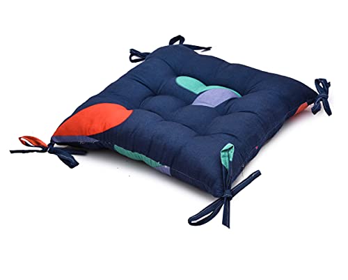 Image of COZY FURNISH Microfiber Cotton Chair Pads with Four Corner Ties 16x16(Inches) 41X41(CM) Square, Pack of 2 | Extra-Comfortable & Soft Seat Cushions | Ergonomic Pillows
