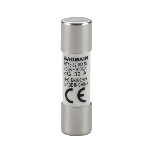 Baomain RT18-32 32A Fuse Link Rt18-32 (Ro15 Rt14 Rt19) 32A Cylindrical Ceramic Tube Gg 10X38Mm 400V Ce Listed Pack Of 20 thumb #1