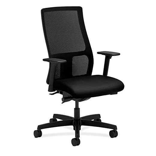 HON Ignition Series Mid-Back Work Chair - Mesh Computer Chair for Office Desk, Black (HIWM2)