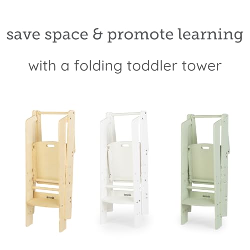 Image of dadada Baby Foldable Montessori Tower - Adjustable Kitchen Step Stool for Kids with Safety Rail, Non-Toxic Finish, Great for Small Space Living (Natural)