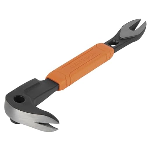 Klein Tools 66091 Nail Puller with Integrated Dimpler, Heavy-Duty Carbon Steel Cats Paw Pry Bar, 8-Inch