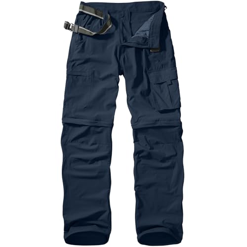 Jessie Kidden Mens Hiking Pants Convertible Quick Dry Lightweight Zip Off Outdoor Fishing Travel Safari Pants (225 Blue 29)
