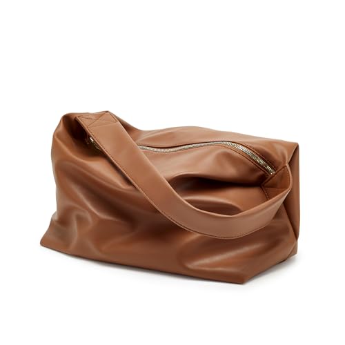 Image of Hobo Bags for Women ultra soft Slouchy Bag PU Leather Shoulder Handbag with Zipper