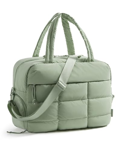 BAGSMART Gym Bag for Women Carry on Travel Duffel Bag Water-resistant Weekender with Shoe Compartment for Gym Travel Work Green Medium