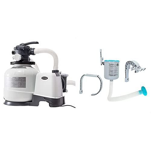 Intex Depuradora Arena Krystal Clear 10.500 Litros/Hora 0,60 Hp + Skimmer Deluxe Filtro 3.028 L/H Easy Set-Metal Frame, 49X43X34 Cm, Color Blanco