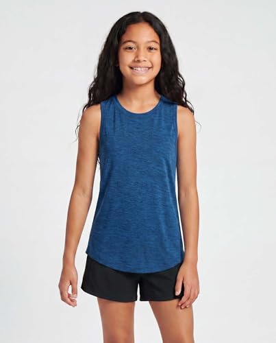 Image of Real Essentials 4 Pack: Girls' Dry-Fit Active Tank Top - Gym Running Workout Athletic Shirt for Kids Teens Youth