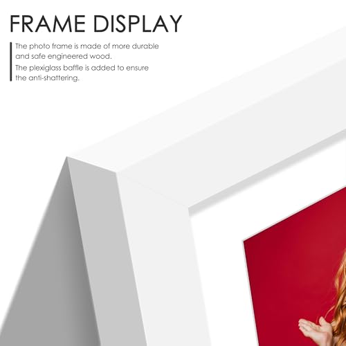 Image of DUENPY 12x19 Double Picture Frame 8x10 Displays Two 8x10 inch Photos Collage Available Horizontal Wall Mounting Display and Vertical White