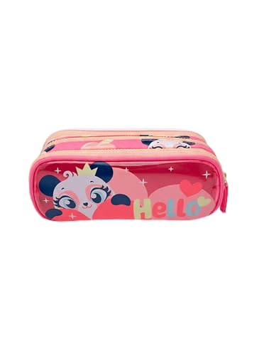 PUKET - Estojo Infantil Menina Puket Triplo Panda Romantico Rosa