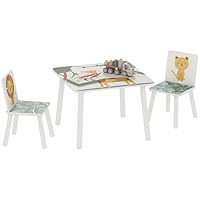 AIYAPLAY 3-Piece Kids Table and Chair Sets, Kids Table with 2 Chairs Set Furniture with Star Pattern for Boys and Girls, Bedroom, Nursery, Playroom, Green