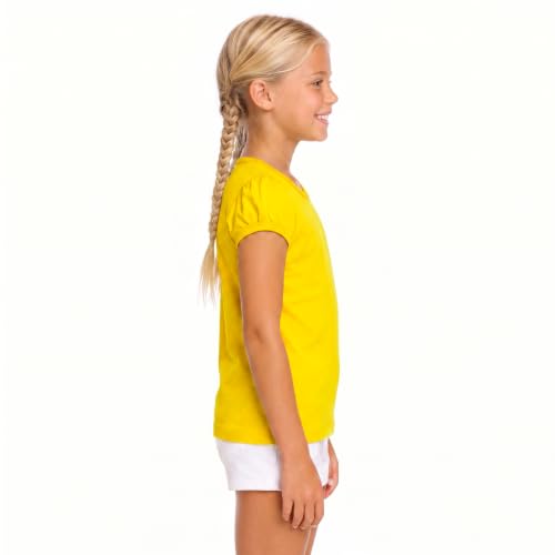 Image of Lilax Girls Short Puff Sleeve Cotton T-Shirt, Toddler & Little Girls Top | 95% Cotton Puff Sleeve Tee; Crewneck, Short Sleeve; Toddler & Girls Sizes 2T-12; for School, Play & Everyday; Machine Wash
