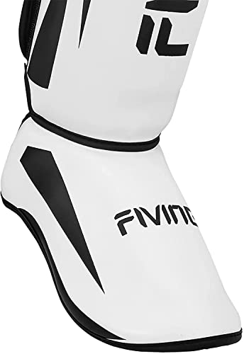 Fiving Mma Martial Arts Shin Guards – Padded, Adjustable Muay Thai Leg Guards With Instep Protection For Kickboxing/Mma Training And Sparring – Durable, Professional Mma Equipment (White, Medium) #TOP3