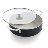 KitchenAid Aluminium Schmorpfanne Mit Glasdeckel, 28 Cm/4,28 L, Keramik-Antihaftbeschichtung Ohne PFAS, Induktion, Backofenfest Bis 160 °C, Spülmaschinengeeignet, Schwarz