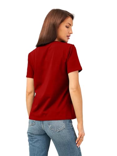 Image of LEOTUDE Women's Boyfriend-Loose Fit Round Neck Half Sleeve Cottonblend Women Tshirt (Color Multicolor)