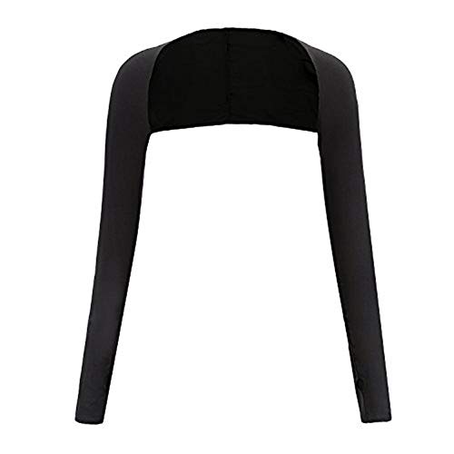 Women Cooling Shawl Arm Sleeve with Finger Hole, Comfortable & Breathable, Anti-UV, Ladies Sun Protection Cooler Shrug (Black)