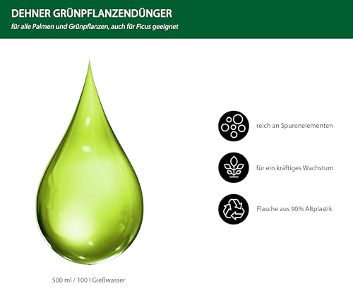 Dehner Grünpflanzendünger, hochwertiger Flüssigdünger, Dünger für Grünpflanzen, organischer NPK-Dünger, mit Spurennährstoffen, 500 ml, für ca. 100 l, bunt