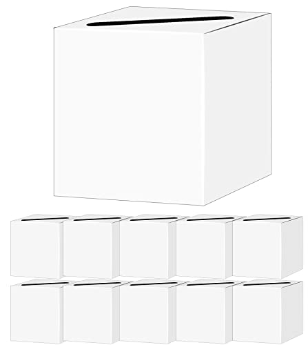 Image of SietDESEO 10 Pcs White Card Box with Slot Money Gift Card Box Holder for Party Wedding Reception Birthday Graduation Bridal Shower Baby Shower Diaper Raffle Box