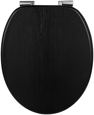 WOLTU Premium WC-Sitz Toilettensitz mit Absenkautomatik, MDF Holzkern, Softclose Scharnier, Desgin Décor Oval