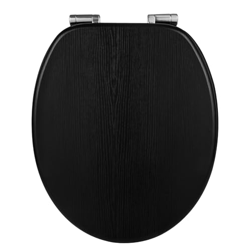 WOLTU Premium WC-Sitz Toilettensitz mit Absenkautomatik MDF Holzkern Softclose Scharnier Desgin Décor Oval