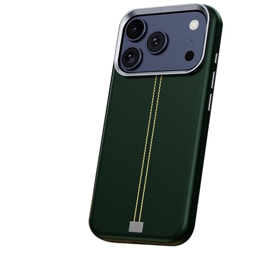 Étui fin iPhone 17 Pro Max en cuir vert avec système d'aspiration magnétique